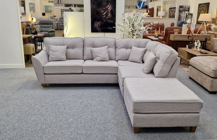 Right Hand Corner Sofa With Footstool - Complete With Scatter Cushions